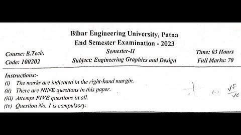 Engineering Graphics And Design || BEU 2023 Question Paper-100202 || B-Tech || Bihar Engineering Uni