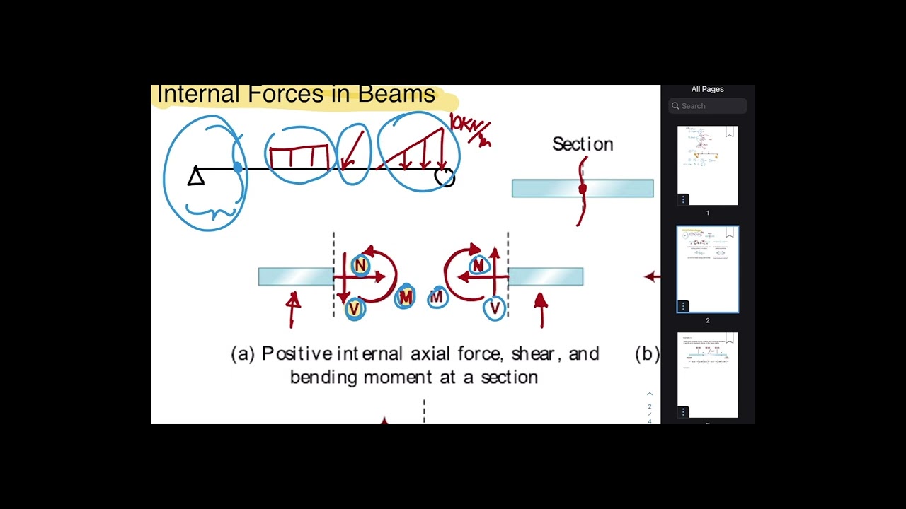 القوى الداخلية في الجسور - Internal Forces in Beams