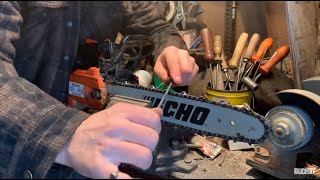Tricky tree felling. Small chainsaw filing tricks