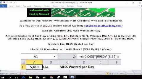 Calculate Lbs  MLSS Wasted per Day