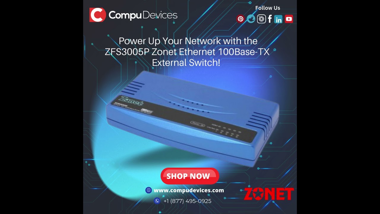 🔌 Power Up Your Network with the ZFS3005P Zonet Ethernet 100Base-TX External Switch! 🚀