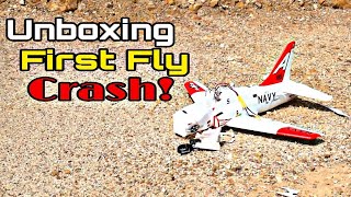 UNBOXING BUILT FLY AND CRASH QT-MODEL T45 V2 RC EDF POWER PLANE