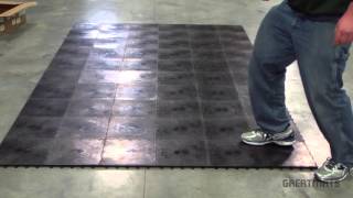 How to Install Cushioned Home Dance Floor Subfloors - Greatmats Home and Portable version of its Dance Studio Elite Subflooring system  provides excellent cushion and support for various forms of dance studio floors, and it’s easy to install.

Shop Dance Subfloors Now: https://www.greatmats.com/sprung-dance-floor.php

Start with our 2x2 foot, ½ inch thick EVA Foam Tiles. Push the puzzle-style tiles together for a impact absorbing cushion layer. 

Follow with a layer of flat topped 1x1 foot polypropylene snap together athletic tiles. 

These tab and loop connection design of these durable tiles connects best when first connected over a hard surface, such as concrete. 

Step on the seams until you hear them click. 
  
Once you have a manageably-sized section of the athletic tile layer assembled, place it over top of the foam tiles for optimum support of your dance flooring surface. 

Once you’ve connected each section of your athletic tile layer together over the foam, your subfloor is complete.

Finish your dance studio floor with your choice of surface dance flooring.
#GreatDanceFloor