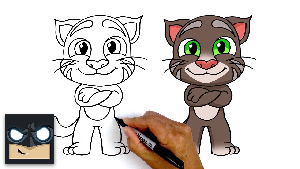 Tom Drawing Line  Tom  Jerry Sticker HD Png Download  vhv