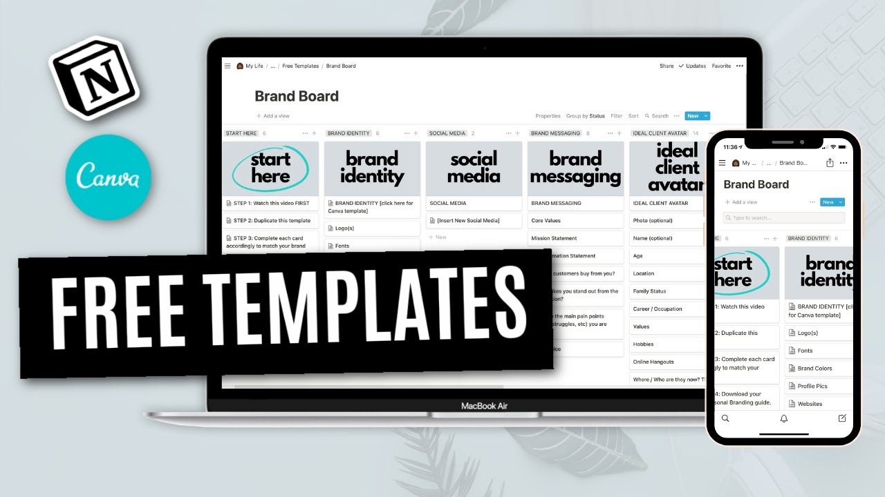 Organize & Build A Brand Identity (FREE NOTION TEMPLATE)