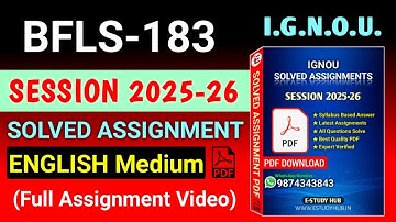 BFLS 183 Solved Assignment 2025-26 English, BFLS 183 Solved Assignment 25-26, BFLS-183 Assignment