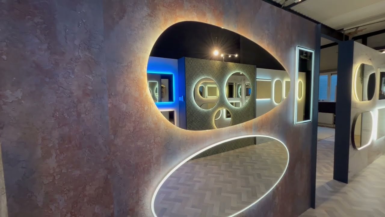 Stijlvolle organische badkamer spiegel met verlichting, spiegelverwarming en instelbare lichtkleur