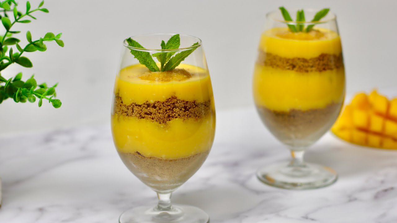 No Bake Layered Mango Custard Pudding Mango Dessert Recipe YouTube