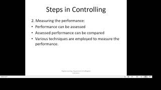 Principles of Management, Unit 5 - Controlling, Session 3 & 4