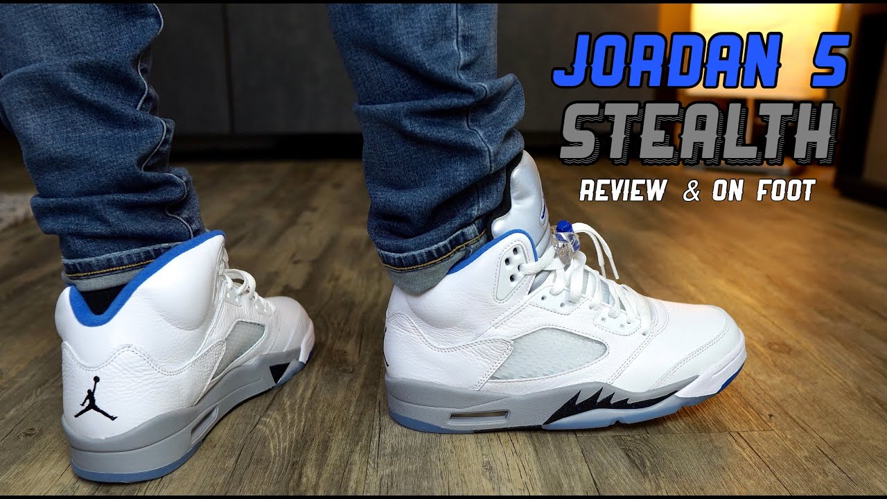 Jordan 5 Stealth On Foot - YouTube