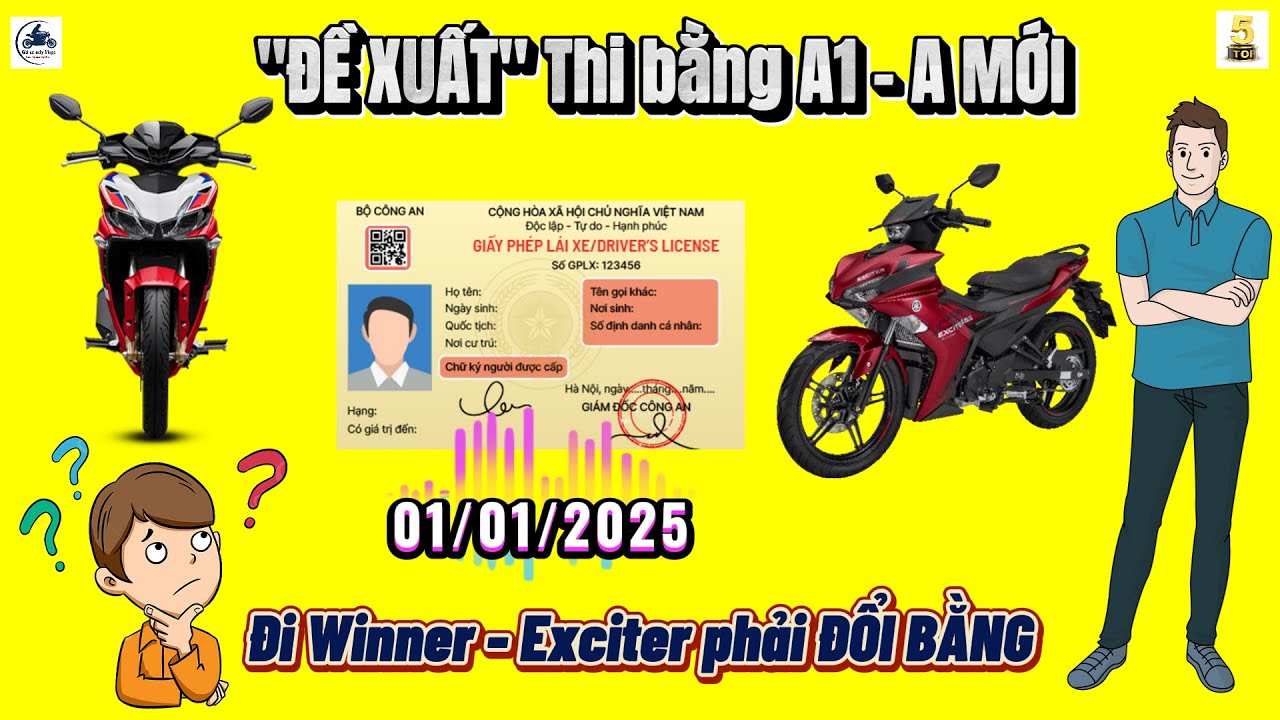 “ĐỀ XUẤT” Thi bằng lái xe hạng A1 - A từ 01/01/2025 ▶️Đi xe Winner X & Exciter thi BẰNG gì..? 🔴TOP 5