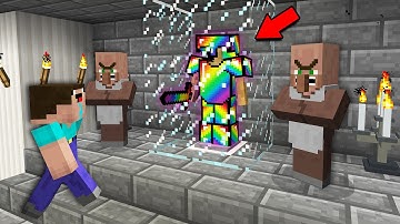 CAN NOOB GET THIS RAINBOW ARMOR FROM VILLAGERS?  Minecraft - NOOB vs PRO