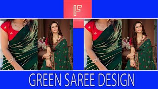 Green saree design 2020||Green Saree with Combination Blouse||Victory Day Saree Design