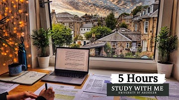 5 HOUR STUDY WITH ME | Background noise, 10 min break, No Music, Study with Merve
