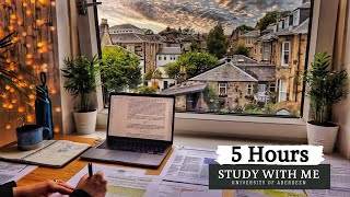 5 HOUR STUDY WITH ME | Background noise, 10 min break, No Music, Study with Merve