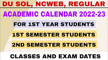 Du Sol Academic Calendar 2022-23 | 1st Semester & 2nd Semester Academic Calendar Release