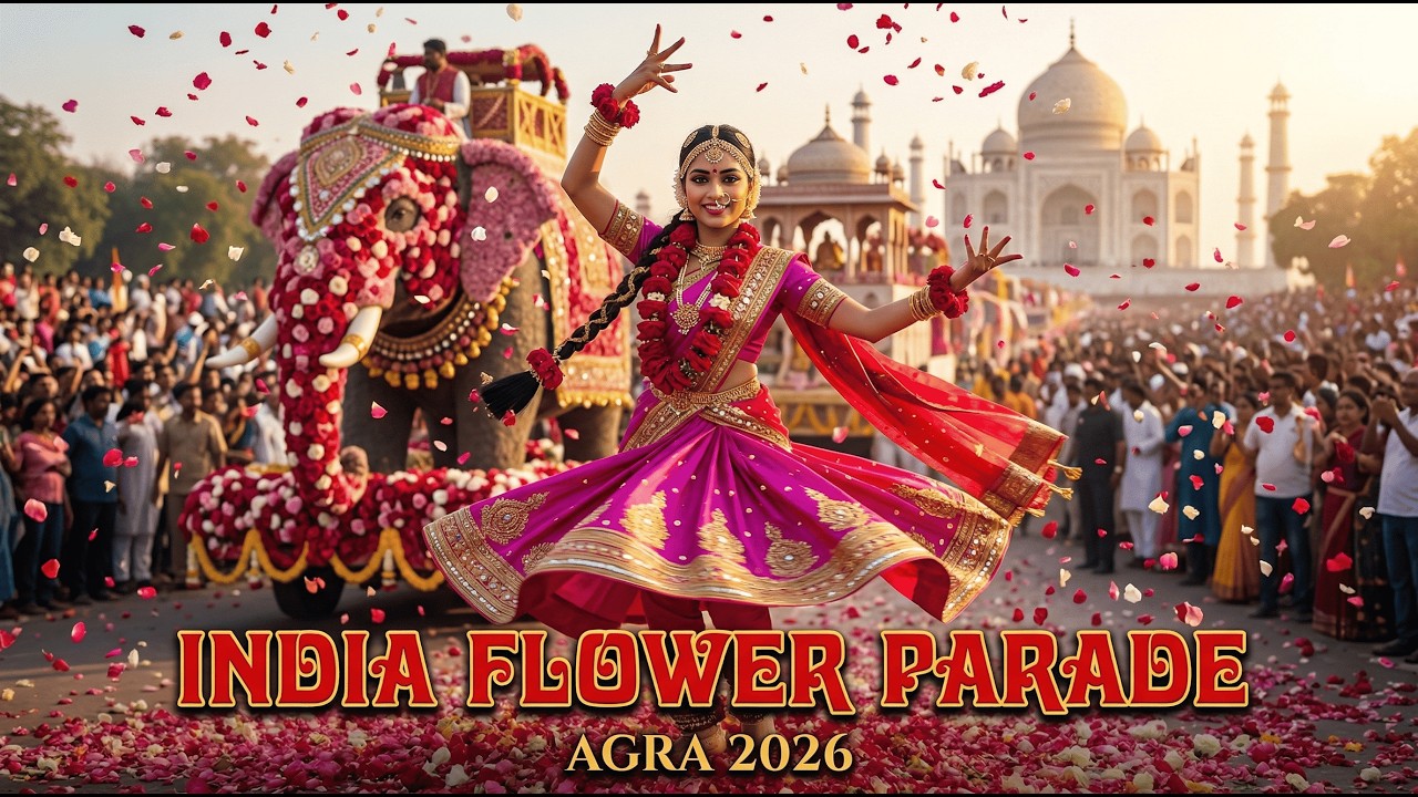 Большой парад цветов в Агре 2026: самый великолепный Тадж-фестиваль в Индии 4K