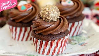 Cupcakes de chocolate navideños 🍫🎄 | Con crema de Nutella sedosa y estable | QUIERO CUPCAKES