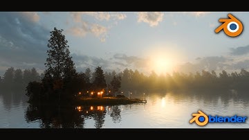 Sunset at the Lake House / Time Lapse / #Blender #3d #b3d #conceptart #timelapse #animation