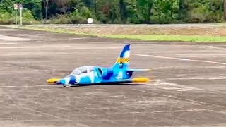 TOP RC MODEL L-39 ALBATROS w/K140 Turbine Warbird Belly Landing (Landing gear suddenly failed)