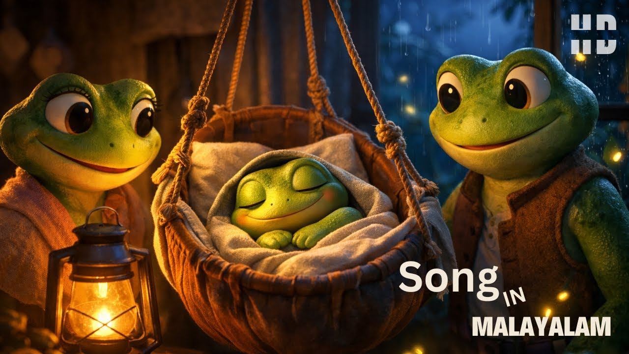 മഴയും കാടും കുഞ്ഞി തവളയും🐸❤️ | Lullaby Song for Sleep by Frog Parents in a Calm Rainy Forest NightHD