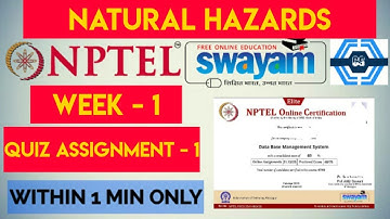 Natural Hazards | Week 1 NPTEL Solution Answers 2022 | NPTEL | SWAYAM