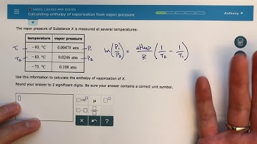 ALEKS - Calculating Enthalpy of Vaporization from Vapor Pressure