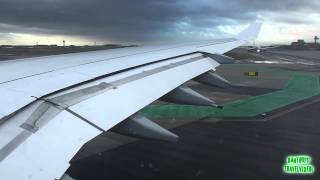 Lufthansa A340600 Takeoff in Extraordinary Weather from Frankfurt Am Main!