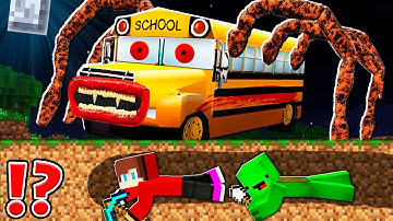 How JJ and Mikey Escape From SCHOOL BUS EATER at 3:00am ? - Minecraft Maizen