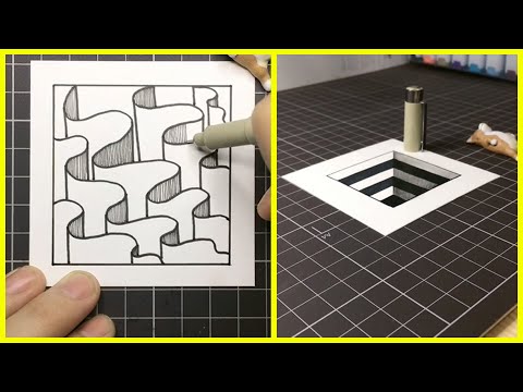 vẽ hình 3D đơn giản mà ai cũng có thể  thực hiện - happy origami #4