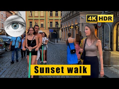 4K Prague center sunset walk: Jewish Quarter - Old Town Square ?? Czech Republic HDR ASMR