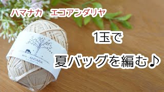 【かぎ針編み】23番☆ハマナカエコアンダリヤ１玉でミニバッグが編めました♡Crochet bag tutorial☆DIY