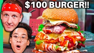 $2 Burger VS $100 Burger!! LUXURIOUS Burger Experience!!