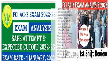 FCI AG3 Exam Analysis (1 Jan 2023) - Shift 1 #fciexamshift1analysis #fciag3analysis #fciag3paper1jan