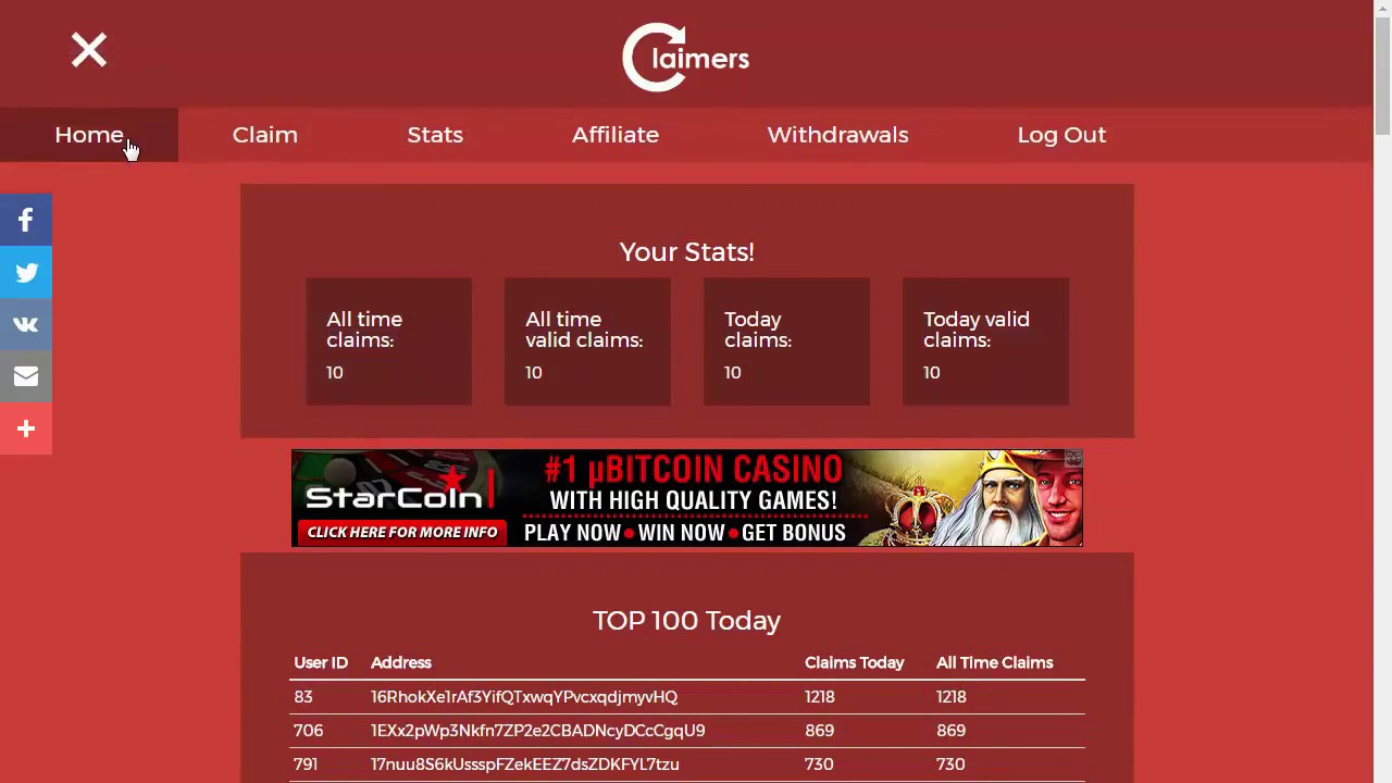 Claimers собирай сатоши без остановки.