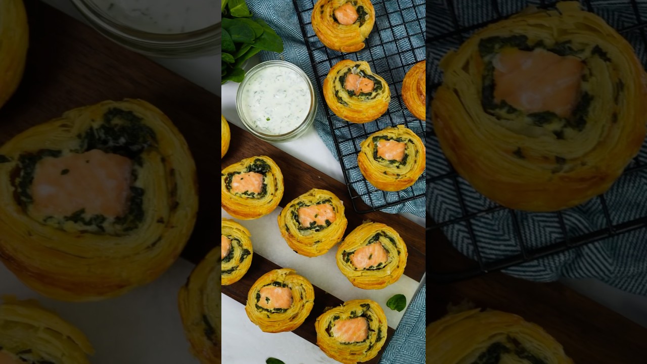 Easy and delicious Salmon and Spinach Puff Pastry Rolls🤤 