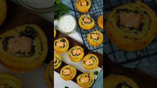 Easy and delicious Salmon and Spinach Puff Pastry Rolls🤤 #cooking