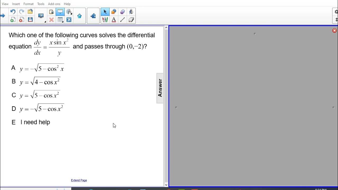 AP Calc AB Separable Differential Equations Q17 YouTube