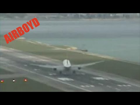 airboyd.tv Taken from the checkerboard used for the approach into Kai Tak. Hard crosswind landing.