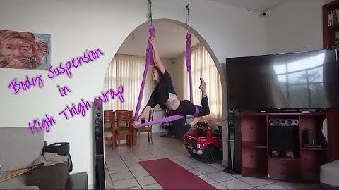 Aerial Yoga Tricks - Body Suspension in High Thigh Wrap For Beginners
