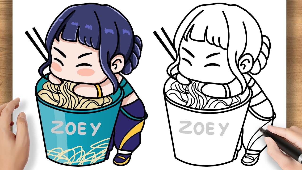 How to Draw Zoey Eating Ramen | Kpop Demon Hunters - YouTube