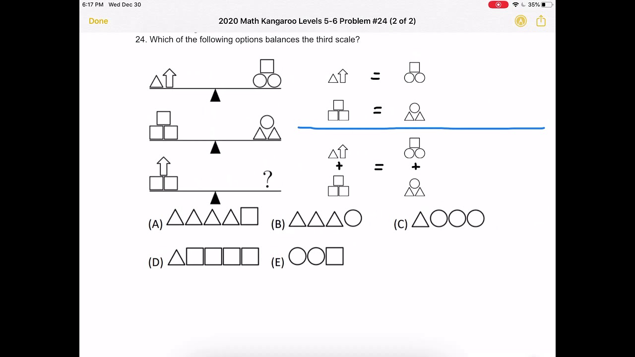 2020 Math Kangaroo Levels 5-6 Problem #24 - YouTube