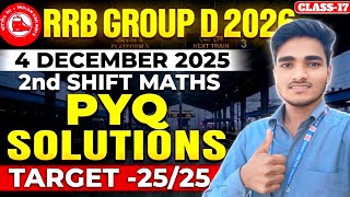 RRB Group D Maths PYQ | 4 Dec 2nd Shift Paper Solution | Class 17 | Short Solutions #rrbgroupd2026