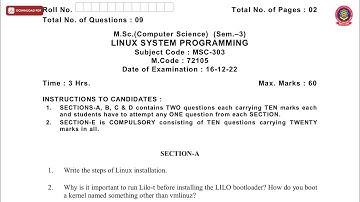 MSC 3RD SEM CS LINUX SYSTEM PROGRAMMING DEC 2022 | PTU
