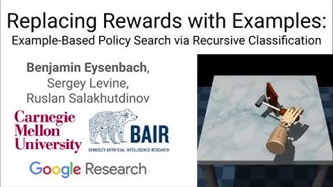 Replacing Rewards with Examples: Example-Based Policy Search via Recursive Classification