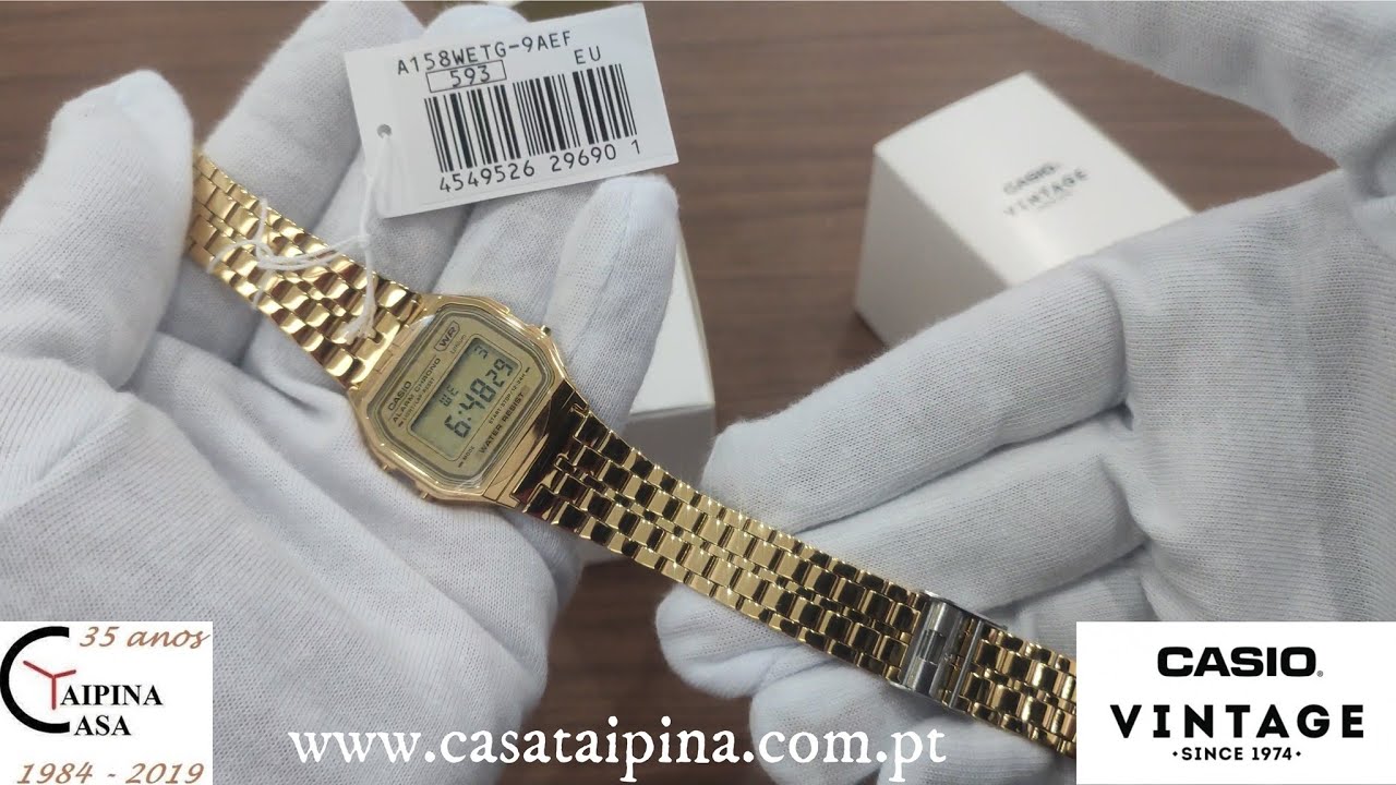 Casio Vintage Style Gold Ion Plated Digital Watch A158WETG-9AEF