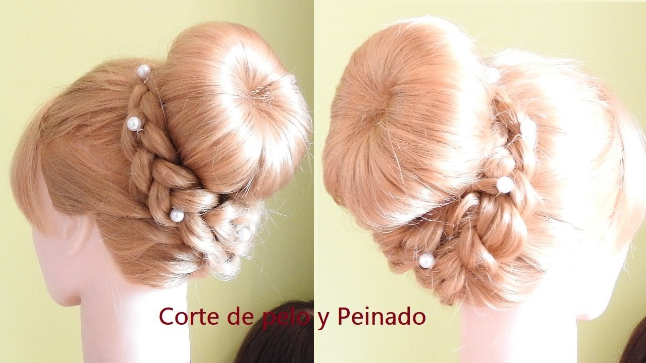 Peinado fácil para niña con Dona o Chongo | Recogido alto con Chongo o Dona  con trenzas - YouTube