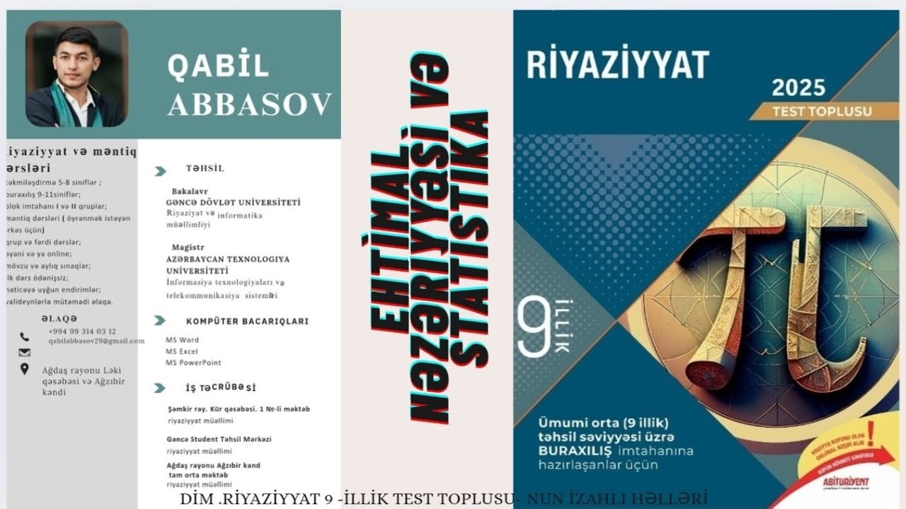 DÍM.2025.RÍYAZÍYYAT. 9-illik test toplusunun izahı. MÖVZU: Ehtimal nəzəriyyəsi və statistika