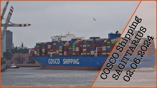 Abfahrt der COSCO Shipping SAGITTARIUS Hamburg am 02.06.2024 - Live
