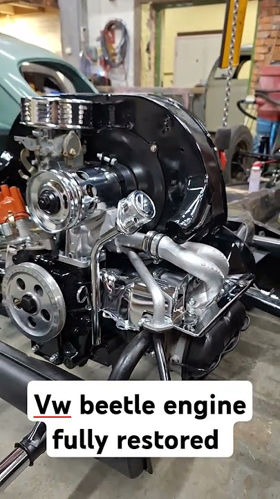 Fully restored VW beetle engine #vwbeetle #vw #carrestoration #engine #diy #chrome #restoration